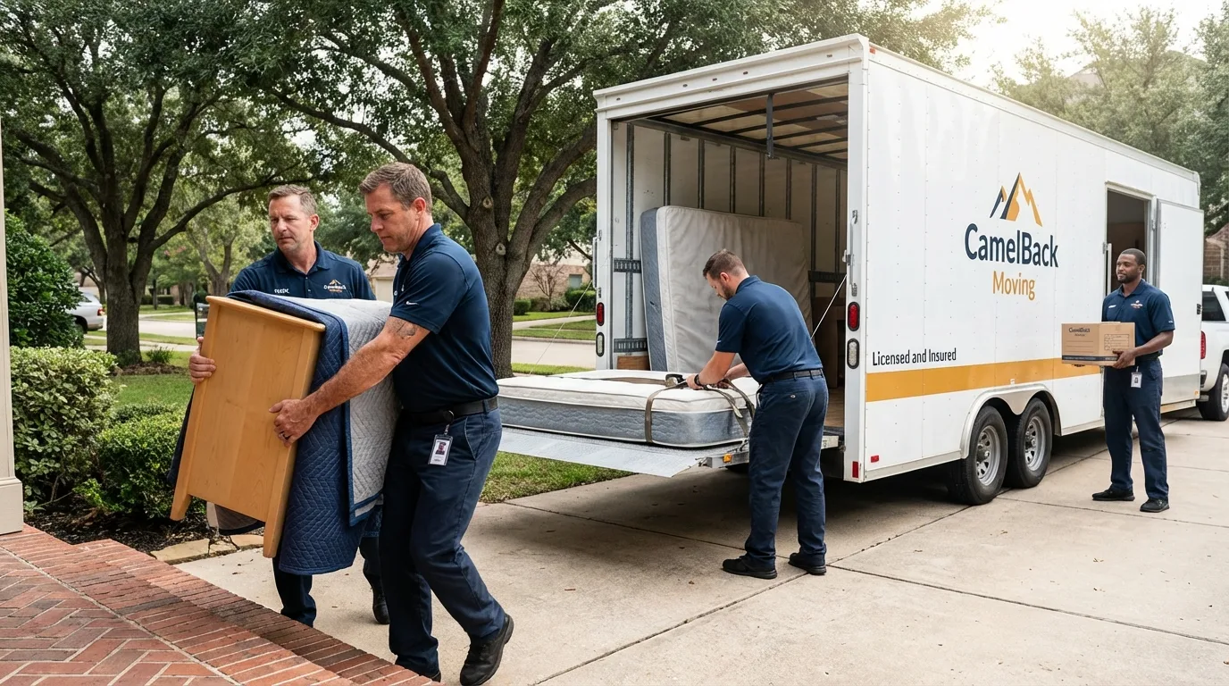 Crew loading residential truck for cross-state move from West Grove, PA