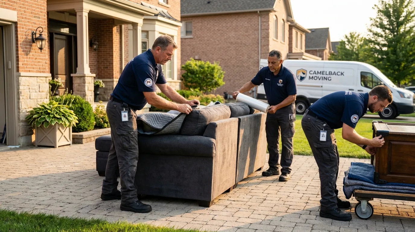 Large estate moving crew wrapping furniture in West Grove, PA