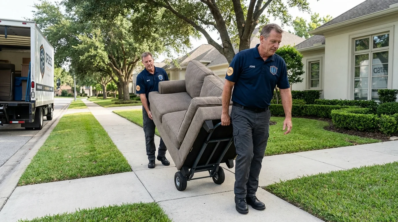 Local residential moving crew loading furniture in West Grove, PA