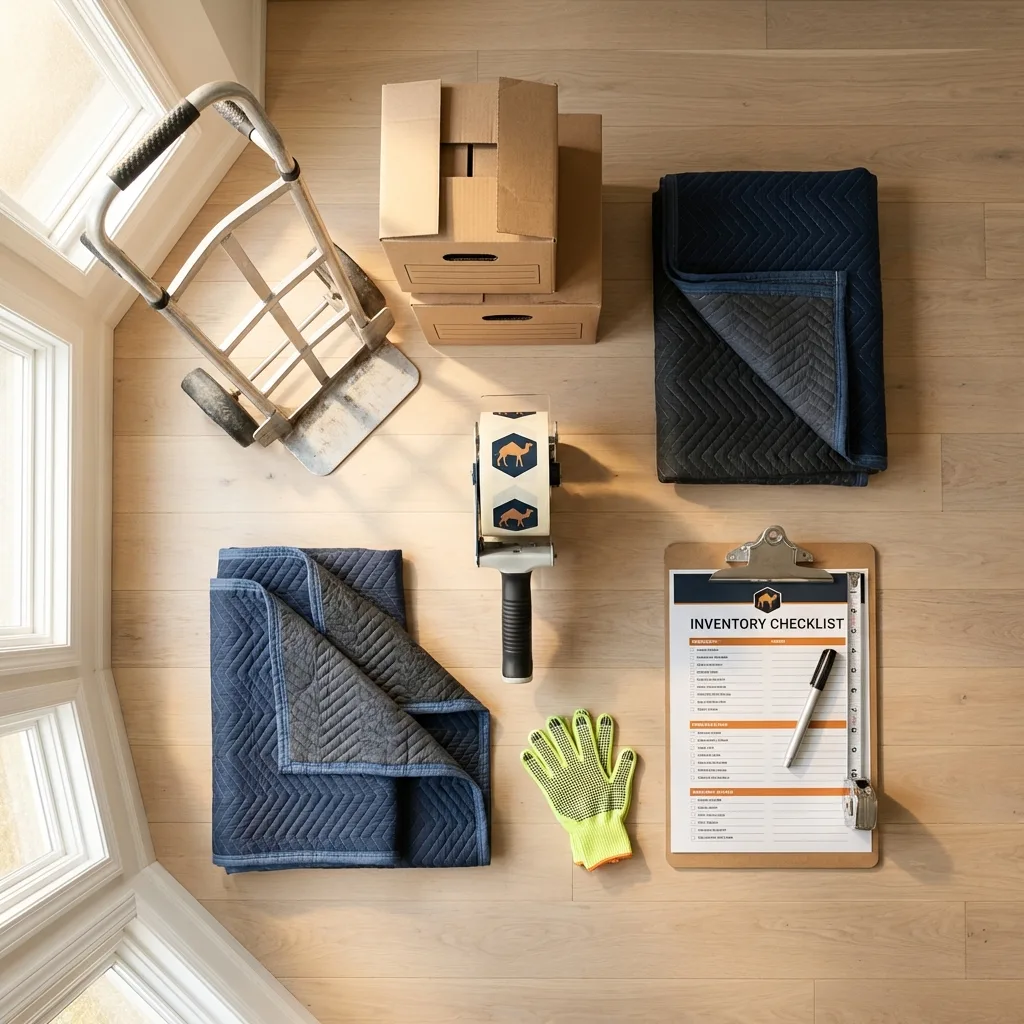 Professional moving supplies and packing materials layout for West Grove residential relocations